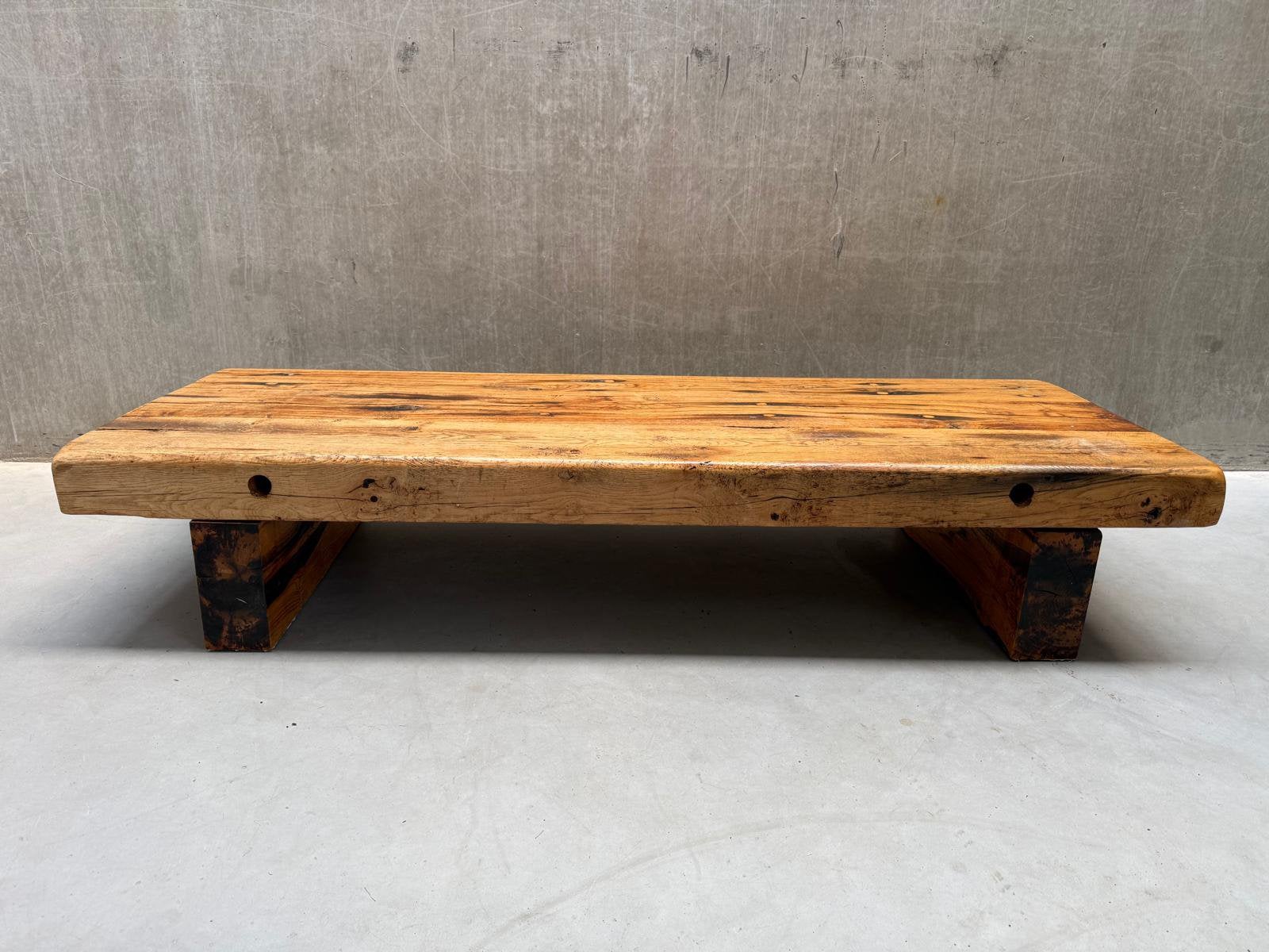 Brutalist Wabi-Sabi salontafel, Ophalen, Gebruikt, X, Hout