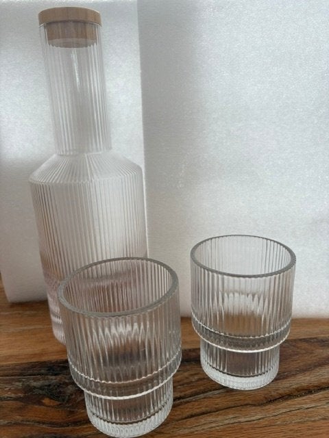 waterkaraf met deksel en glazen karafset, Glas of Glazen, Nieuw, Ophalen of Verzenden, Glas