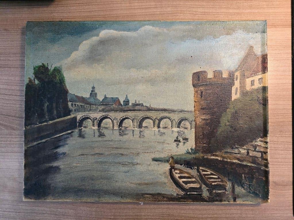 St. Servaasbrug Maastricht, Antiek en Kunst, Ophalen of Verzenden, Origineel werk, Stads- / dorpsgezicht