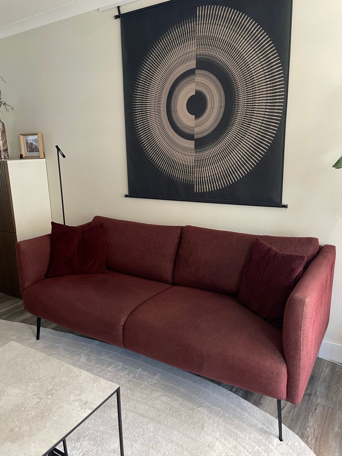 Eijerkamp bank Lund - Burgundy stof Stockholm - 3-zits, Ophalen, 150 tot 200 cm, Driepersoons, 75 tot 100 cm