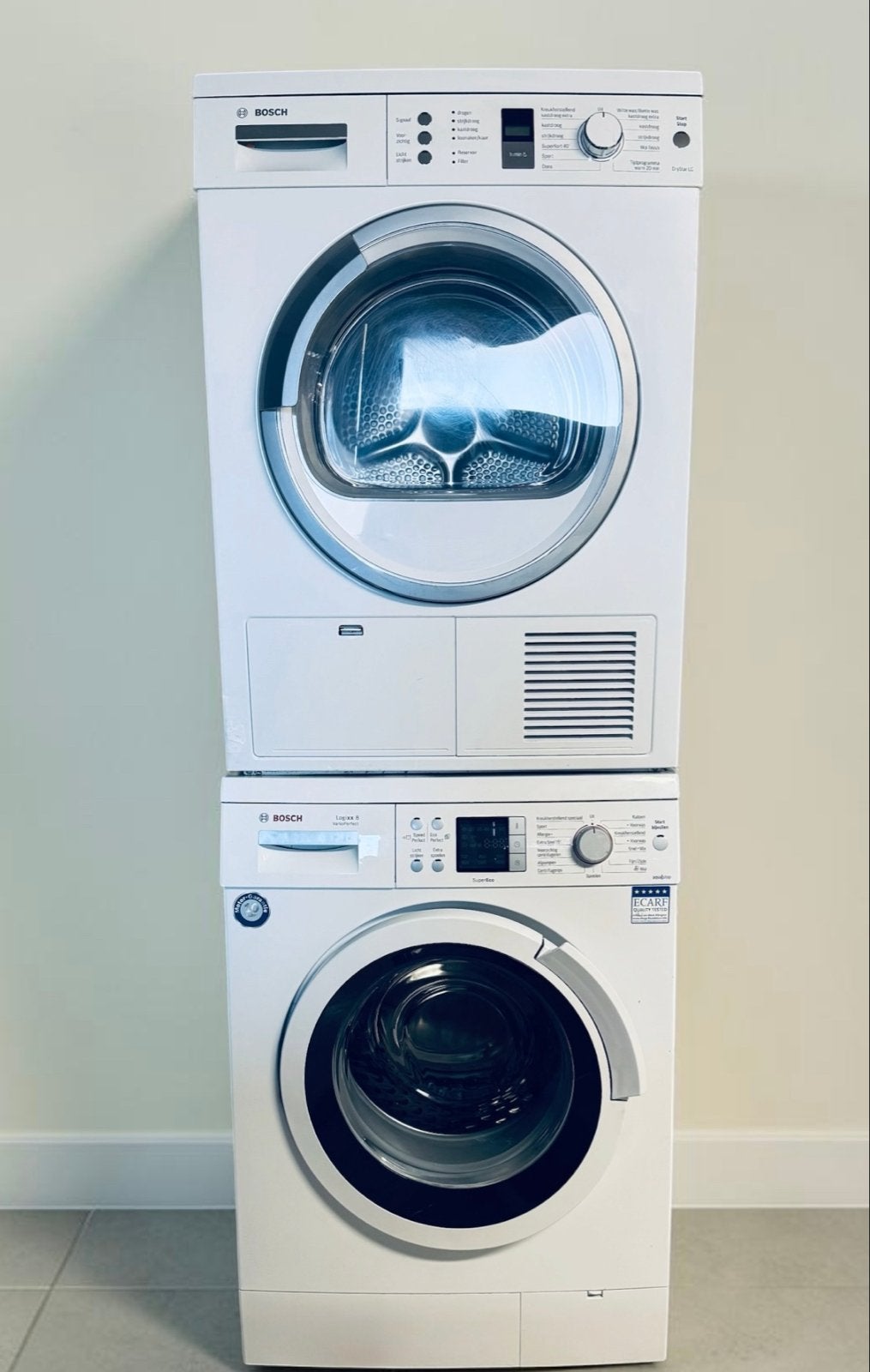 Bosch Logixx 8 Wasmachine & Condensdroger A+++ energiezuinig, 8 tot 10 kg, Ophalen, Zo goed als nieuw
