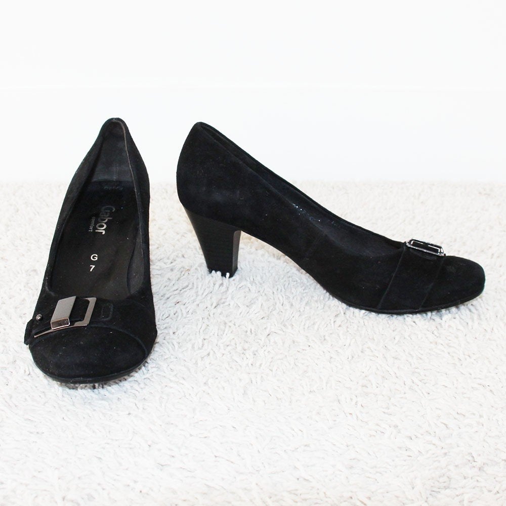 Schitterende Suede Gabor Pumps - s8 (Maat 7G/40½) € 55,-, Pumps, Zwart, Gabor, Ophalen of Verzenden