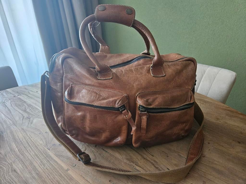 Cowboysbag The Bag Schoudertas Cognac Leer, Ophalen, Zo goed als nieuw, Bruin, Schoudertasje