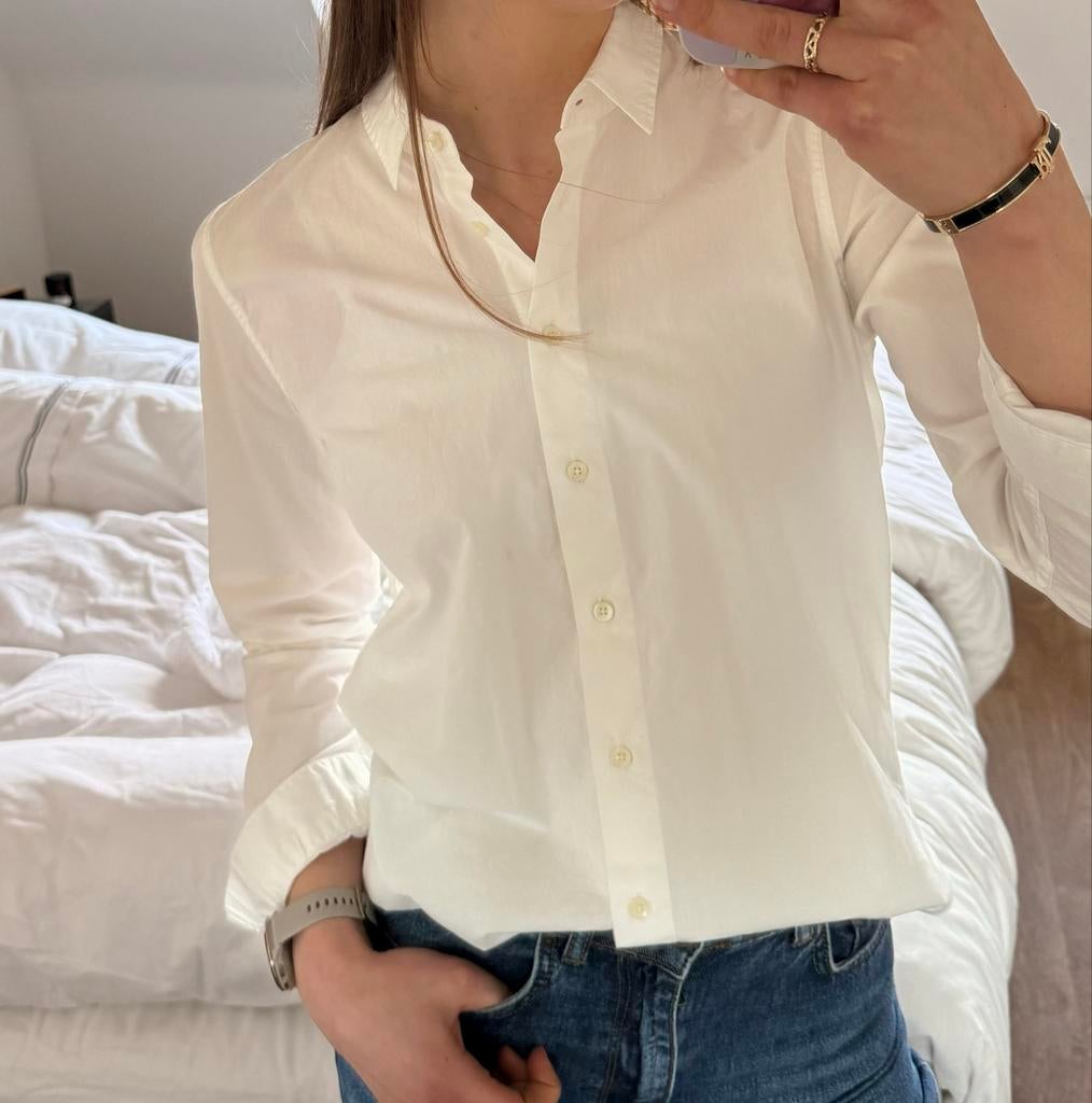 Closed blouse wit. Maat S, Ophalen of Verzenden, Zo goed als nieuw, Maat 36 (S), Wit