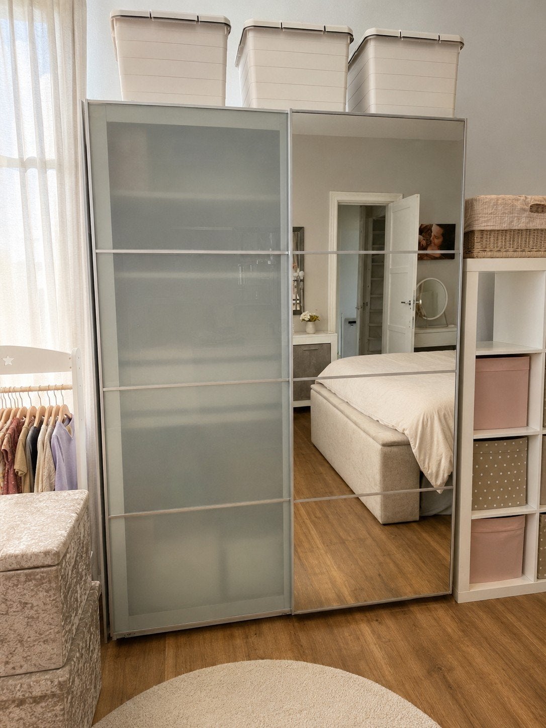 Mooie ondiepe IKEA PAX kledingkast met schuifdeuren, Huis en Inrichting, Kasten | Kledingkasten, Ophalen, Overige materialen, Met deur(en)