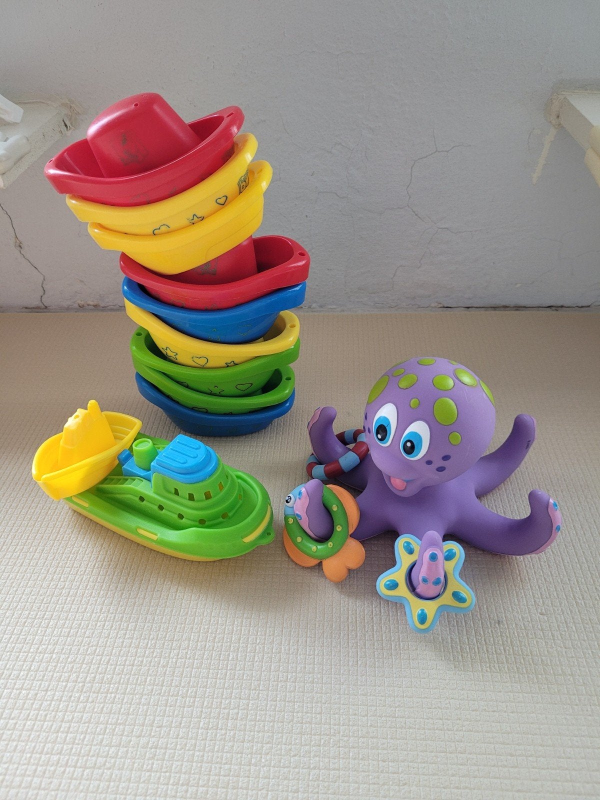 Bad/water speelgoed set incl. Nuby drijvende octopus, Kinderen en Baby's, Speelgoed | Badspeelgoed, Ophalen of Verzenden, Zo goed als nieuw