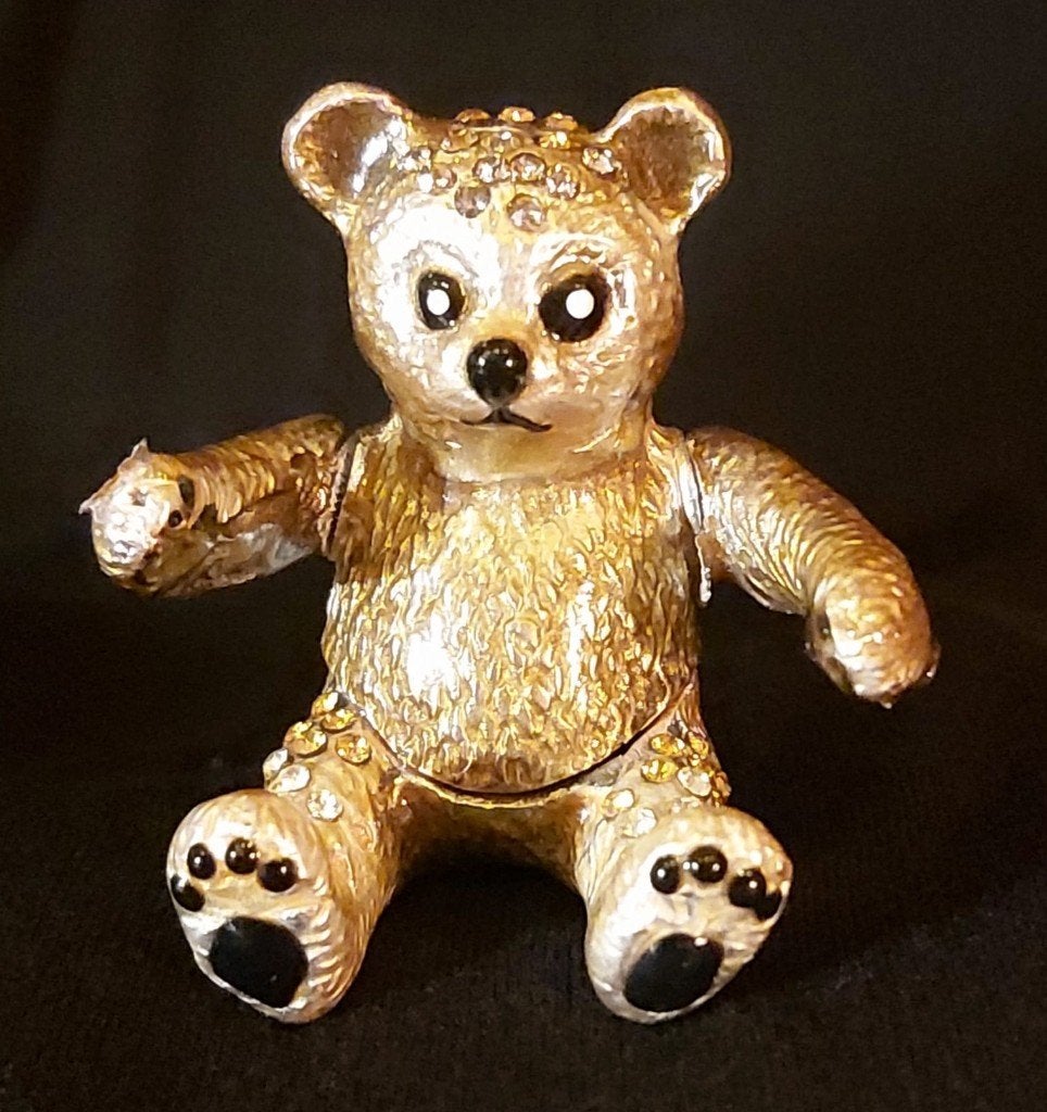 goud verguld beertje met kristalletjes, doosje, Antiek en Kunst, Verzenden