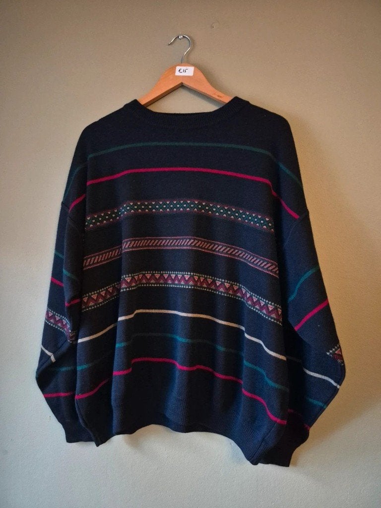 Lange mouwen | Zwart > oranje > bruin | XL | Vintage | Jaren, Kleding | Heren, Zwart, Vintage Dressing, Maat 56/58 (XL), Ophalen of Verzenden