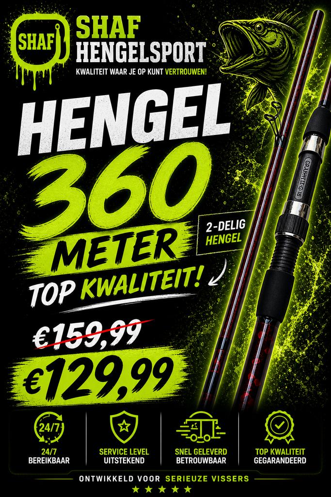 Handgemaakte Sportex Hengel 3.60m - Fuji Ogen - G/Carbon, Ophalen of Verzenden, Nieuw, Vaste hengel
