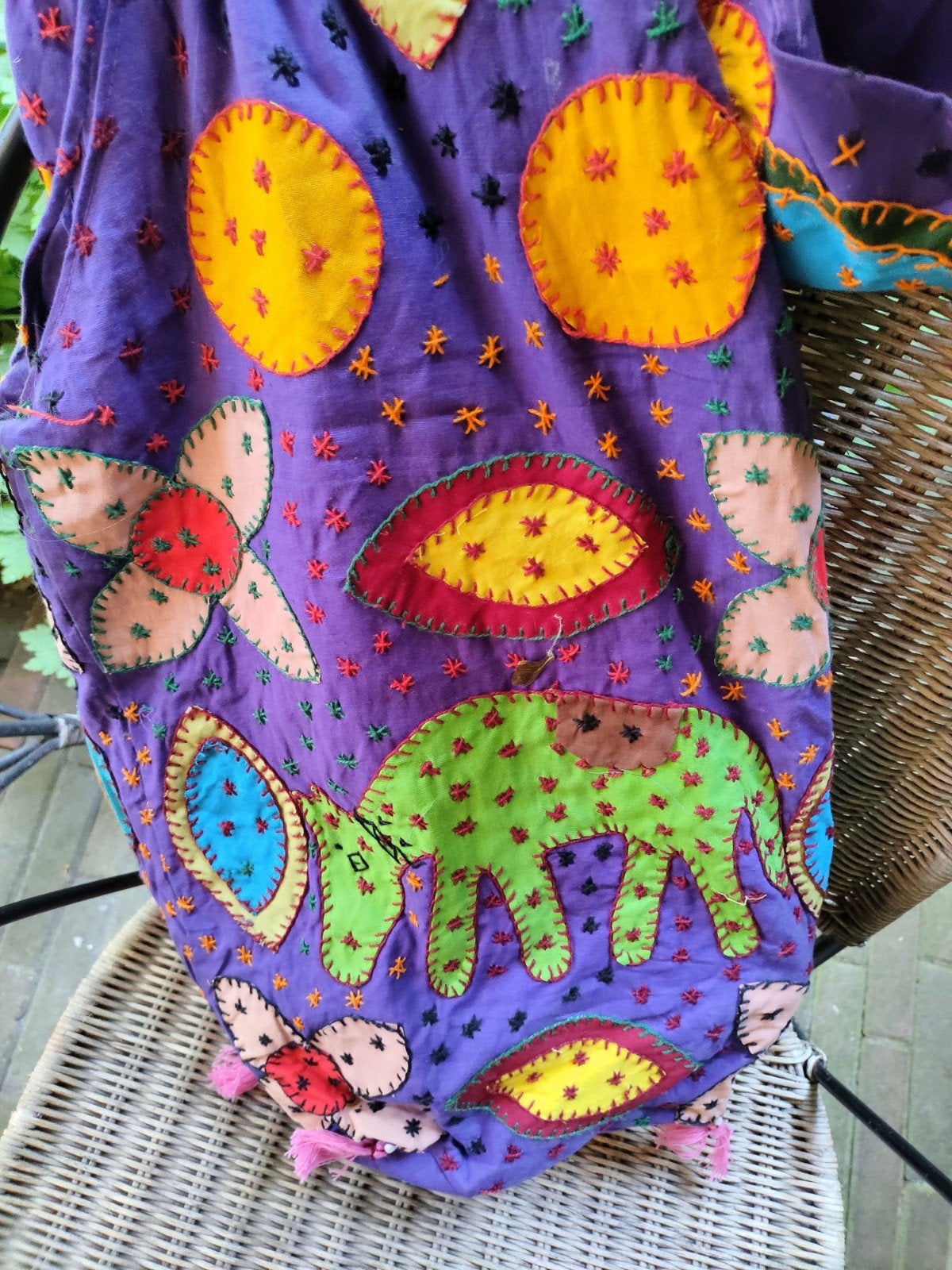 Tas handmade India met brede draagband, Ophalen of Verzenden, Zo goed als nieuw, Overige typen
