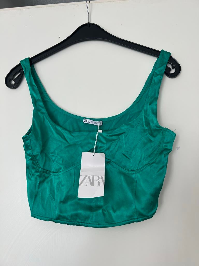 Nieuw Zara top L, Kleding | Dames, Tops, Nieuw, Maat 42/44 (L), Groen, Zonder mouw, Ophalen of Verzenden