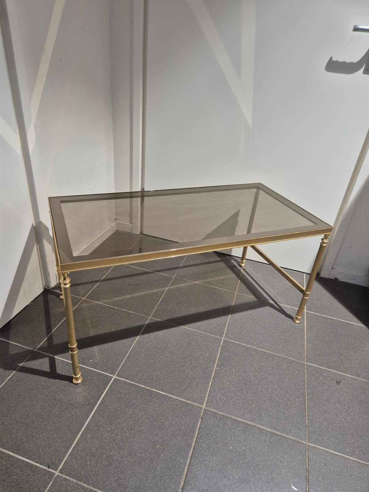 Vintage salontafel Hollywood Regency messing verguld, Huis en Inrichting, Ophalen, Onbekend, 50 tot 100 cm, Onbekend