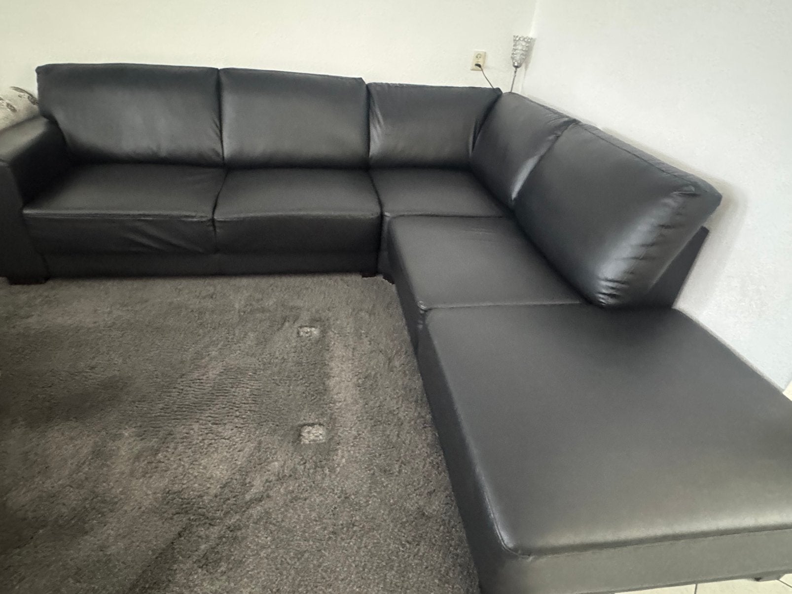 Zwarte hoekbank, Huis en Inrichting, Ophalen of Verzenden, Zo goed als nieuw, Leer