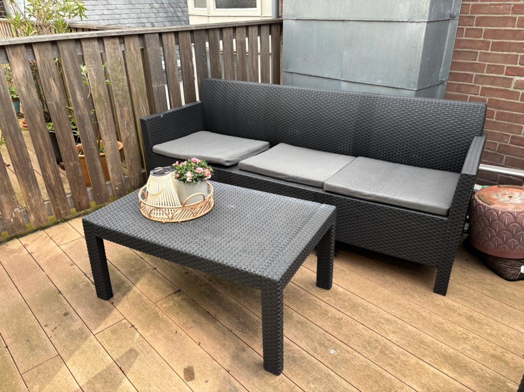 Tuinset met kussen, Tuin en Terras, Ophalen of Verzenden, Gebruikt, Bank