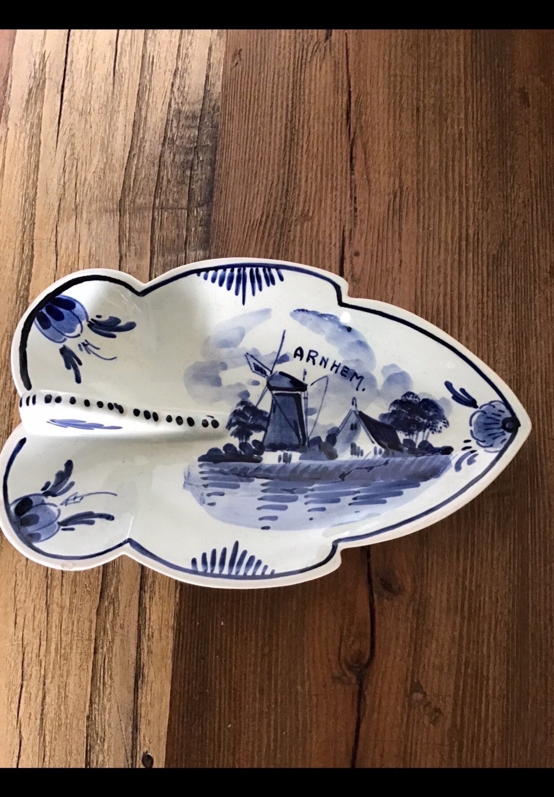 Klein Delfts blauw aardewerk bakje met molen - Arnhem 11 x18, Ophalen of Verzenden