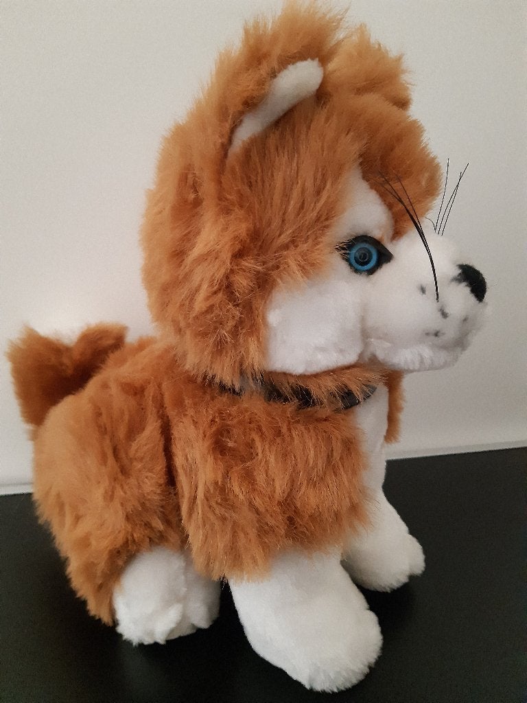 Knuffel hond husky bruin/wit 25 cm, Ophalen of Verzenden, Nieuw, Hond, Middelgroot (20 tot 80 cm)