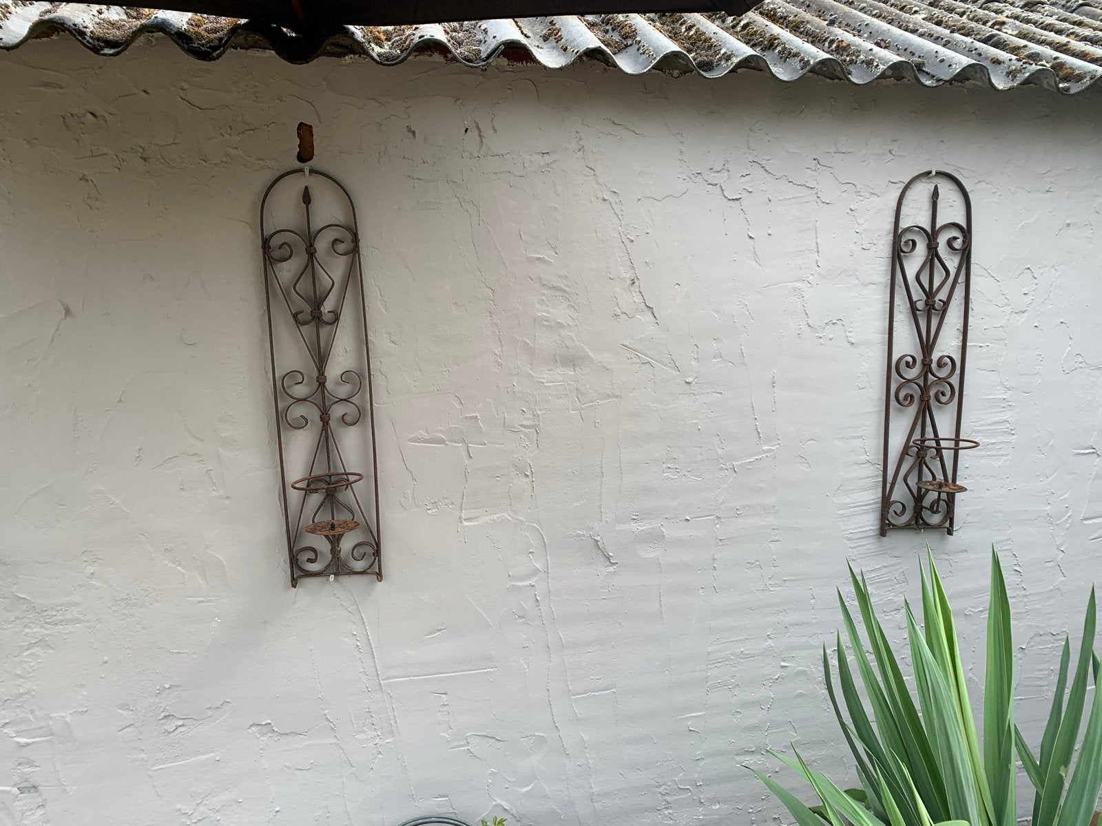 IJzeren wandkandelaar roestlook 91 cm voor binnen/buiten, Huis en Inrichting, Woonaccessoires | Kandelaars en Kaarsen, Ophalen