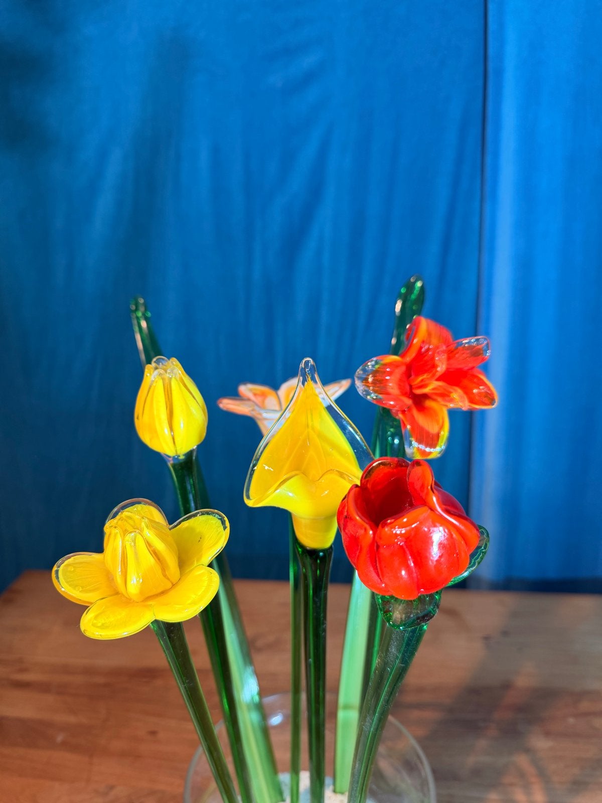 6x Handgeblazen glazen bloemen in Murano stijl, Antiek en Kunst, Ophalen of Verzenden