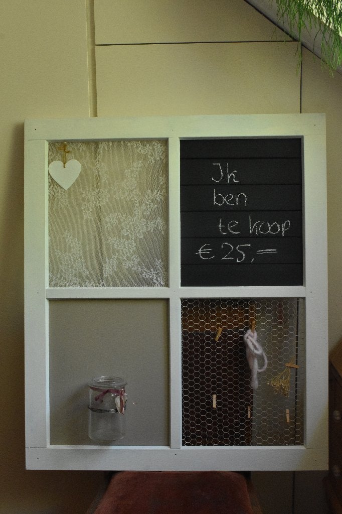 Decoratie raam, Ophalen, Hout, Wandbord, Handgemaakt
