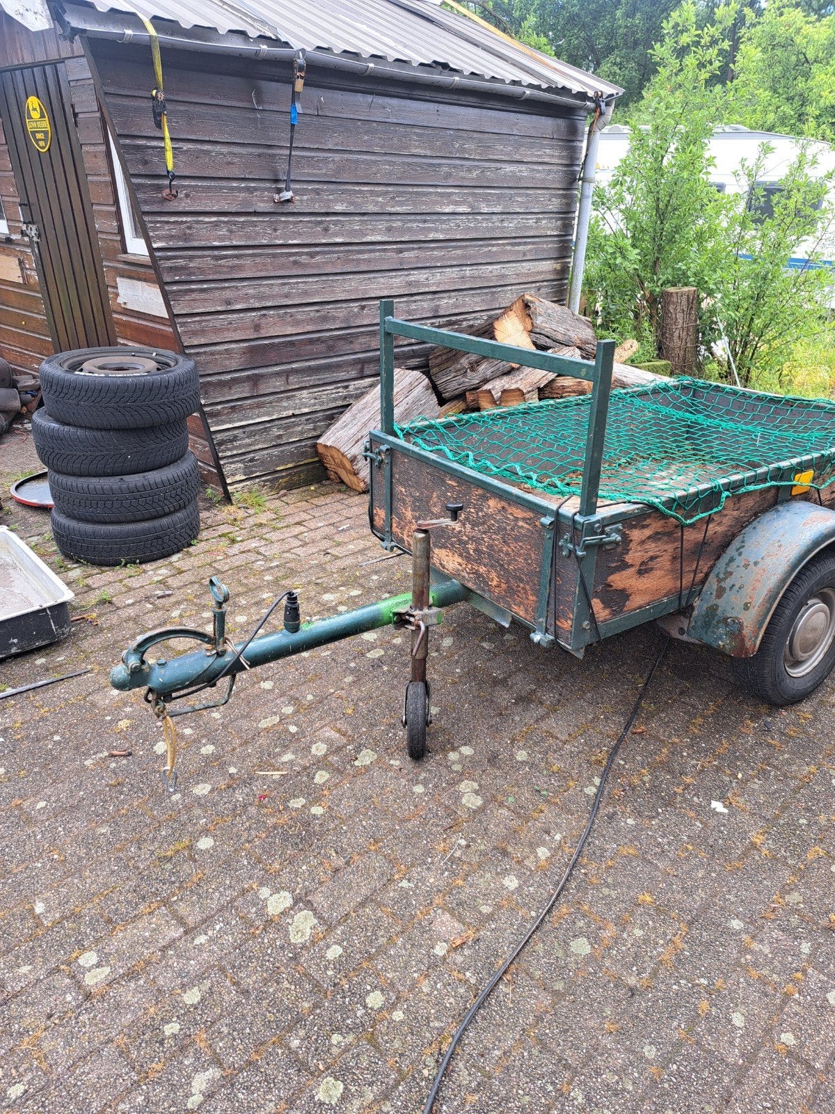 Stevige aanhanger met net, Ophalen, Gebruikt