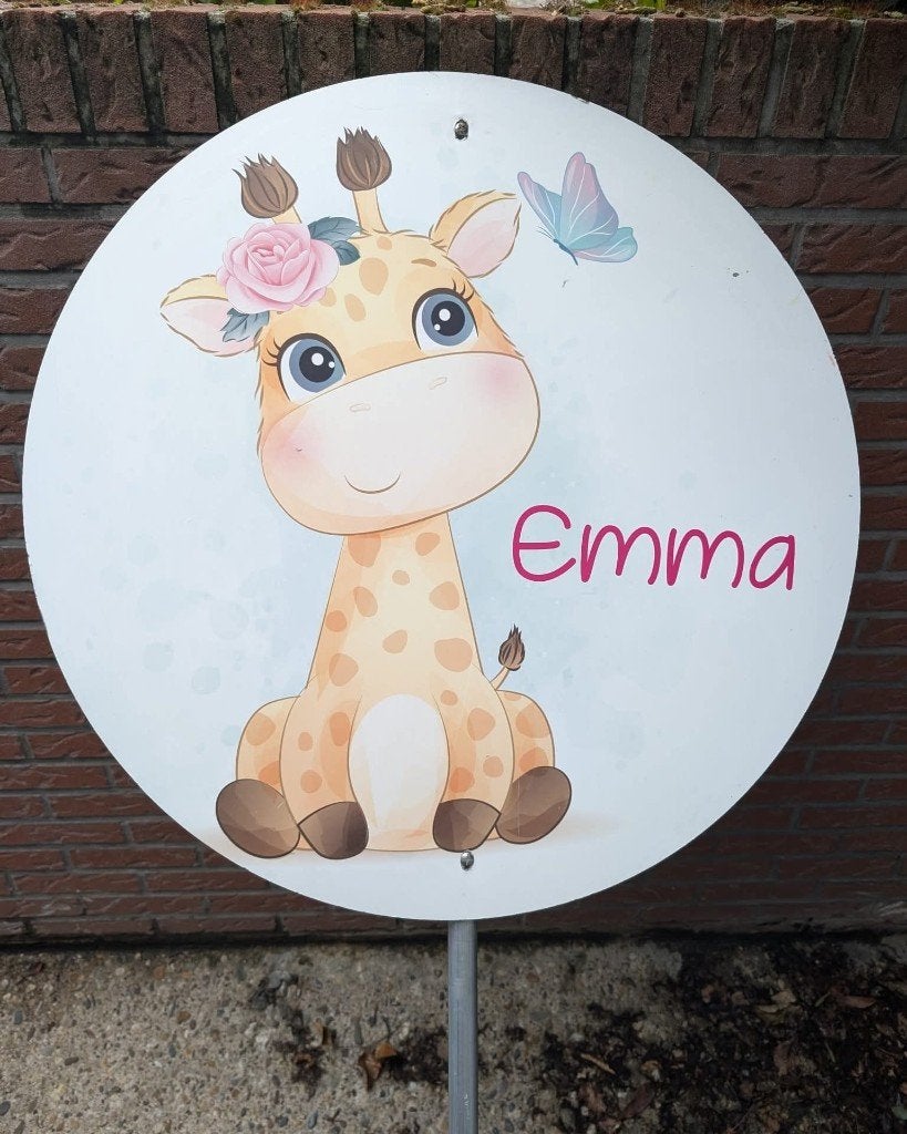 Geboortebord Giraf, Kinderen en Baby's, Kraamcadeaus en Geboorteborden, Ophalen, Gebruikt, Geboortebord