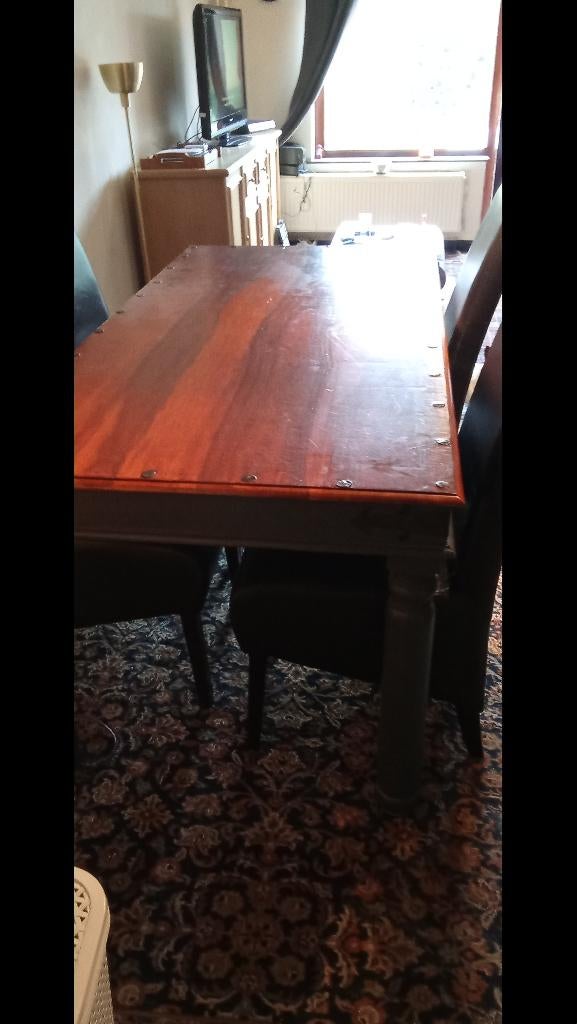 Tafel met 4 stoelen, Ophalen, Gebruikt, Eikenhout, 50 tot 100 cm