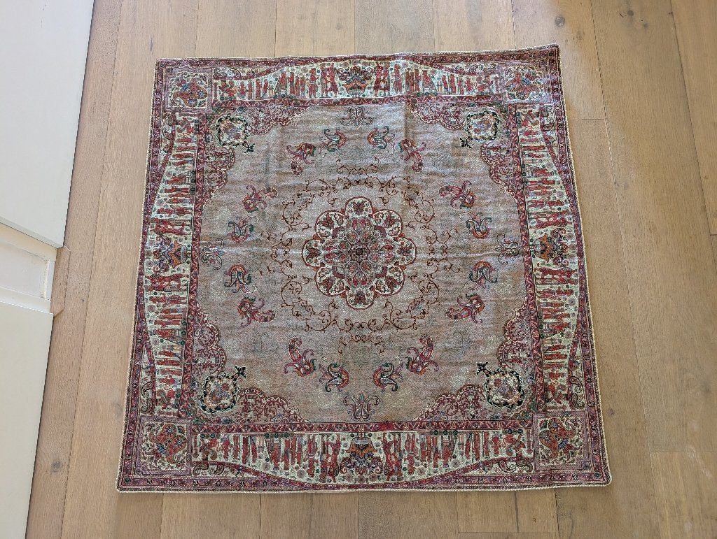 Handgemaakt Persian Termeh kleed van paisley zijde en wol, 50 tot 100 cm, Vierkant, Zo goed als nieuw, Perzisch Termeh
