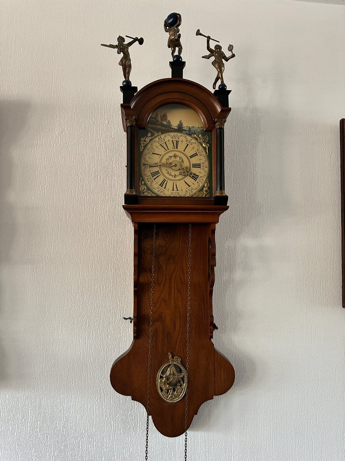 Antieke Friese Staartklok met Bronzen Beelden, Antiek en Kunst, Ophalen