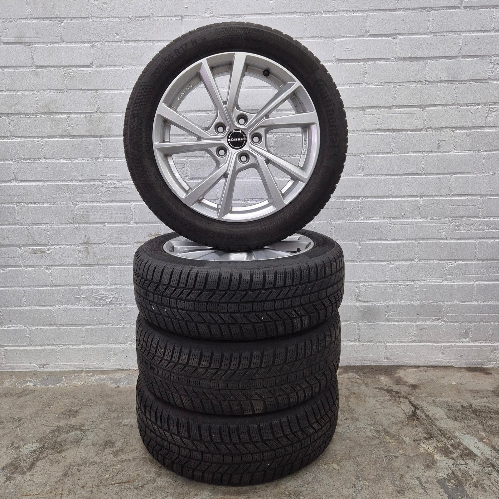 17 inch Borbet winterset | Continental | 5x112 VW Skoda, Ophalen, Gebruikt, Banden en Velgen, 17 inch