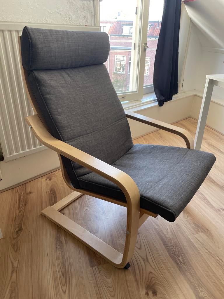 IKEA Poäng faut berkenfineer met Skiftebo, Huis en Inrichting, Fauteuils, 100 tot 125 cm, Ophalen of Verzenden, Zo goed als nieuw