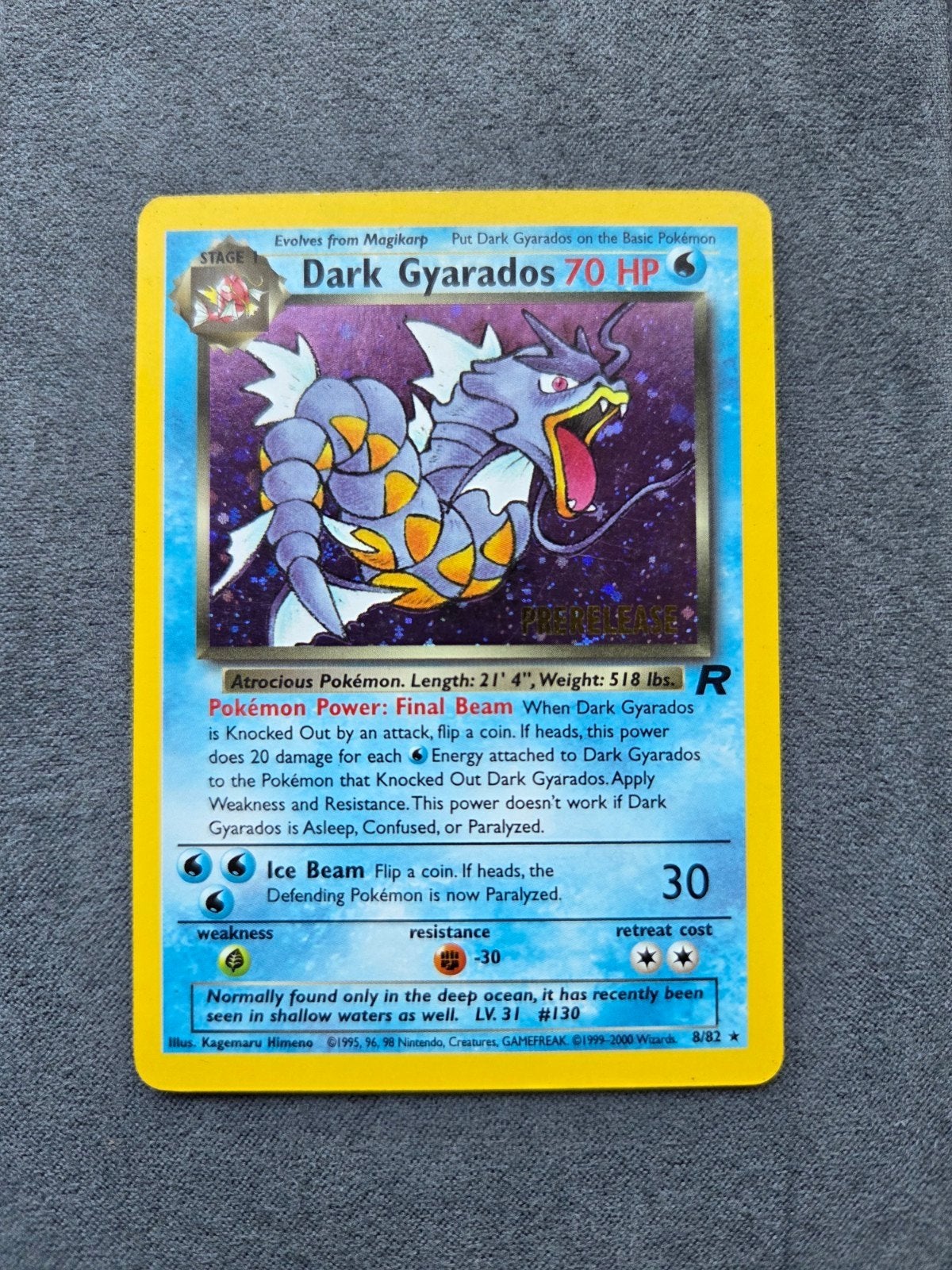 Dark Gyarados holo (TR 8) - Prerelease stamp #1, Hobby en Vrije tijd, Verzamelkaartspellen | Pokémon, Ophalen of Verzenden, Zo goed als nieuw