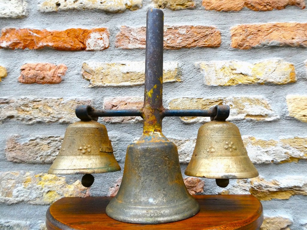 Handbel schoolbel tafelbel bel 3 bellen met luide klank, Ophalen of Verzenden