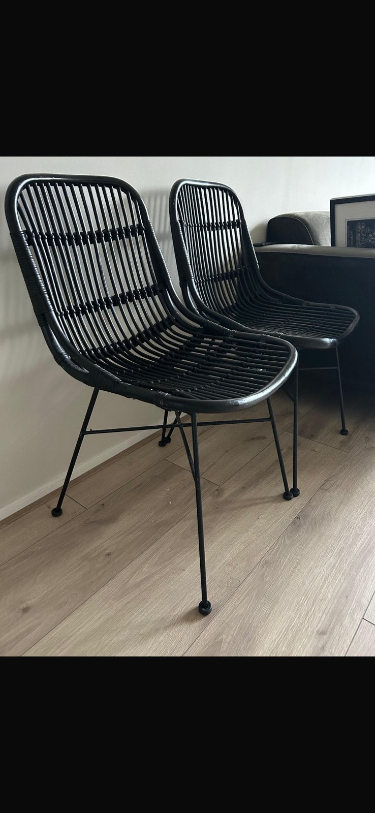 2x Zwarte Justin Eetkamerstoelen – Zo goed als nieuw, Ophalen, Kunststof, Twee, Zwart