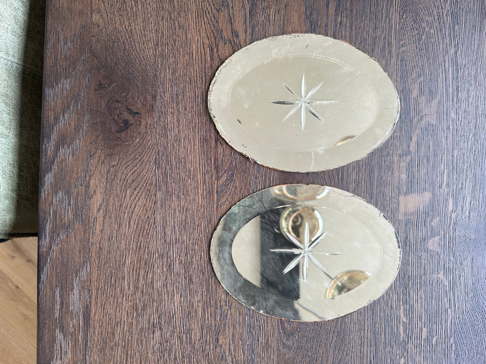 Set van 2 vintage spiegels met sterdesign, Antiek en Kunst, Ophalen