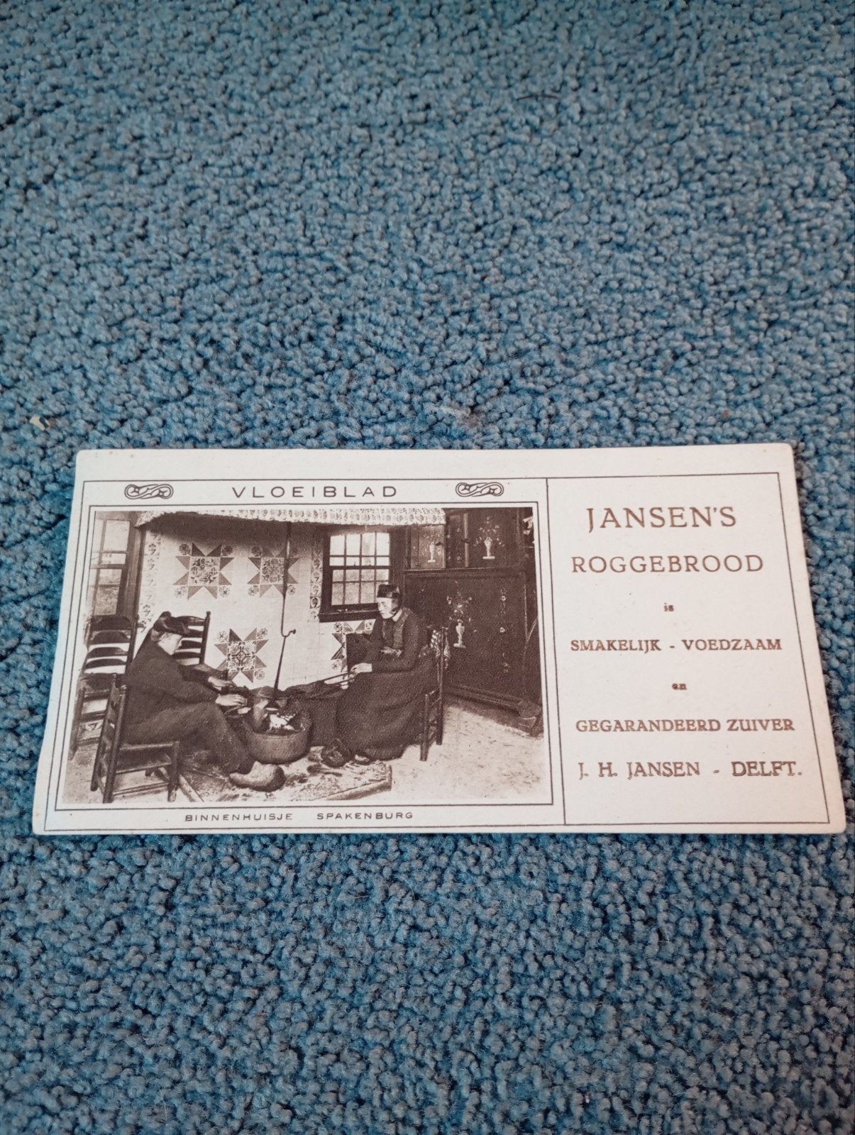 Vintage J H Jansen Delft Vloeiblad Roggebrood reclame, Verzamelen, Ophalen of Verzenden, Gebruikt