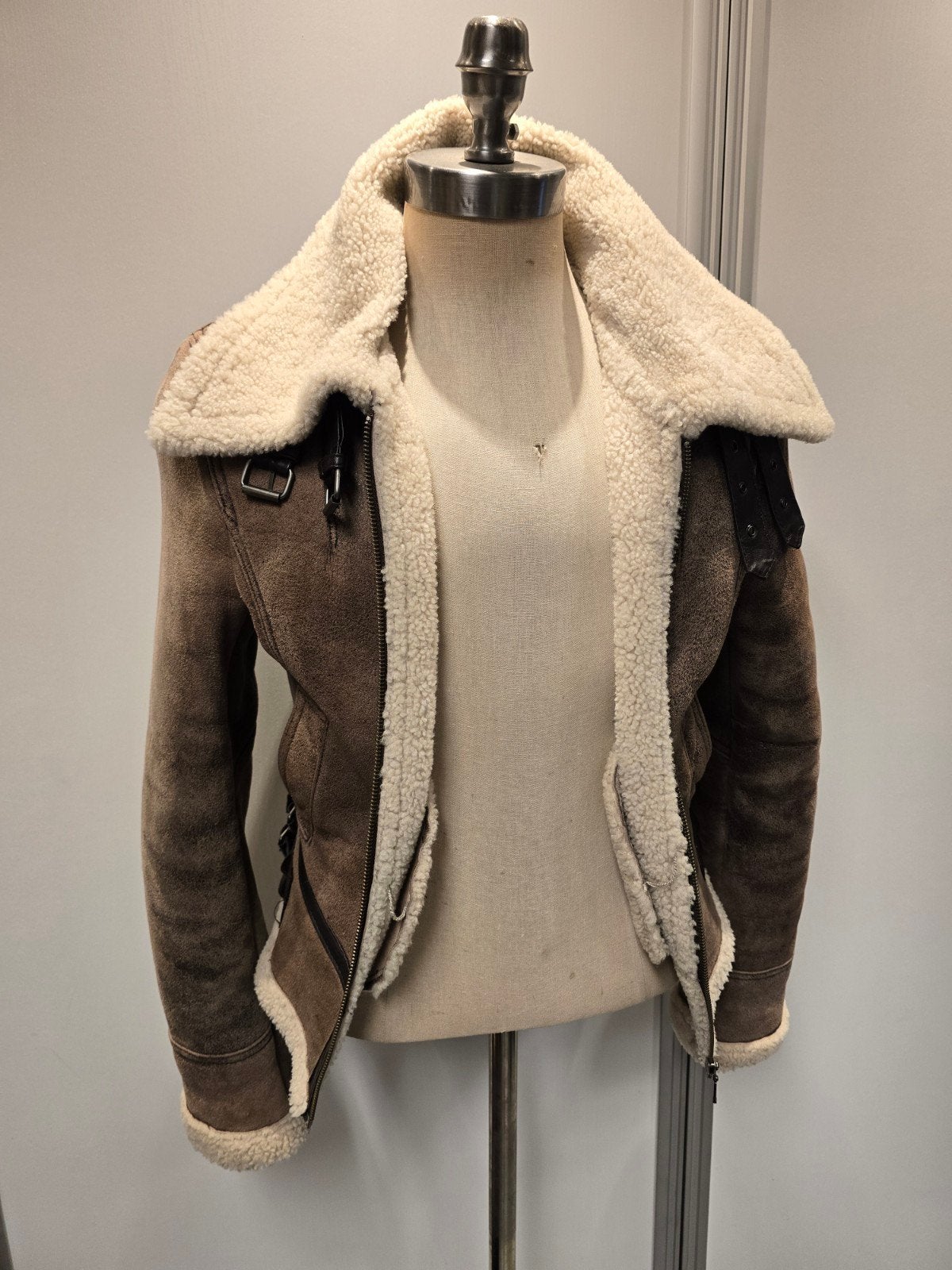 Dames lammy coat pilotenjas - maat S - lamsleer lamsvacht, Ophalen of Verzenden, Zo goed als nieuw, Maat 36 (S), Bruin