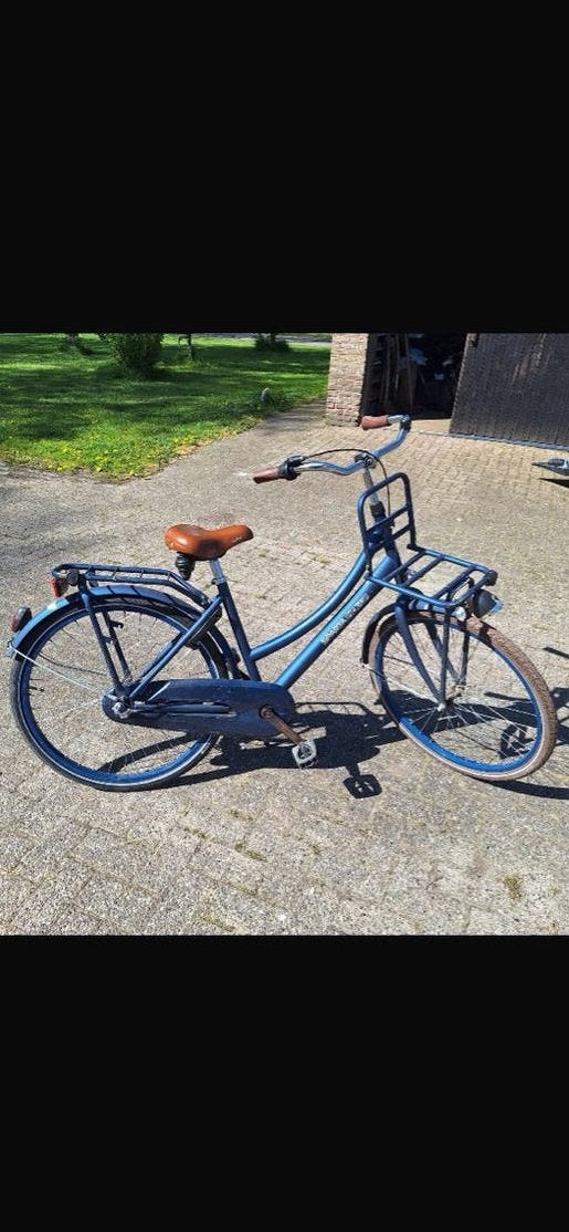 Blauwe Gazelle stadsfiets met voordrager, Ophalen, Gebruikt, Velgrem, Gazelle
