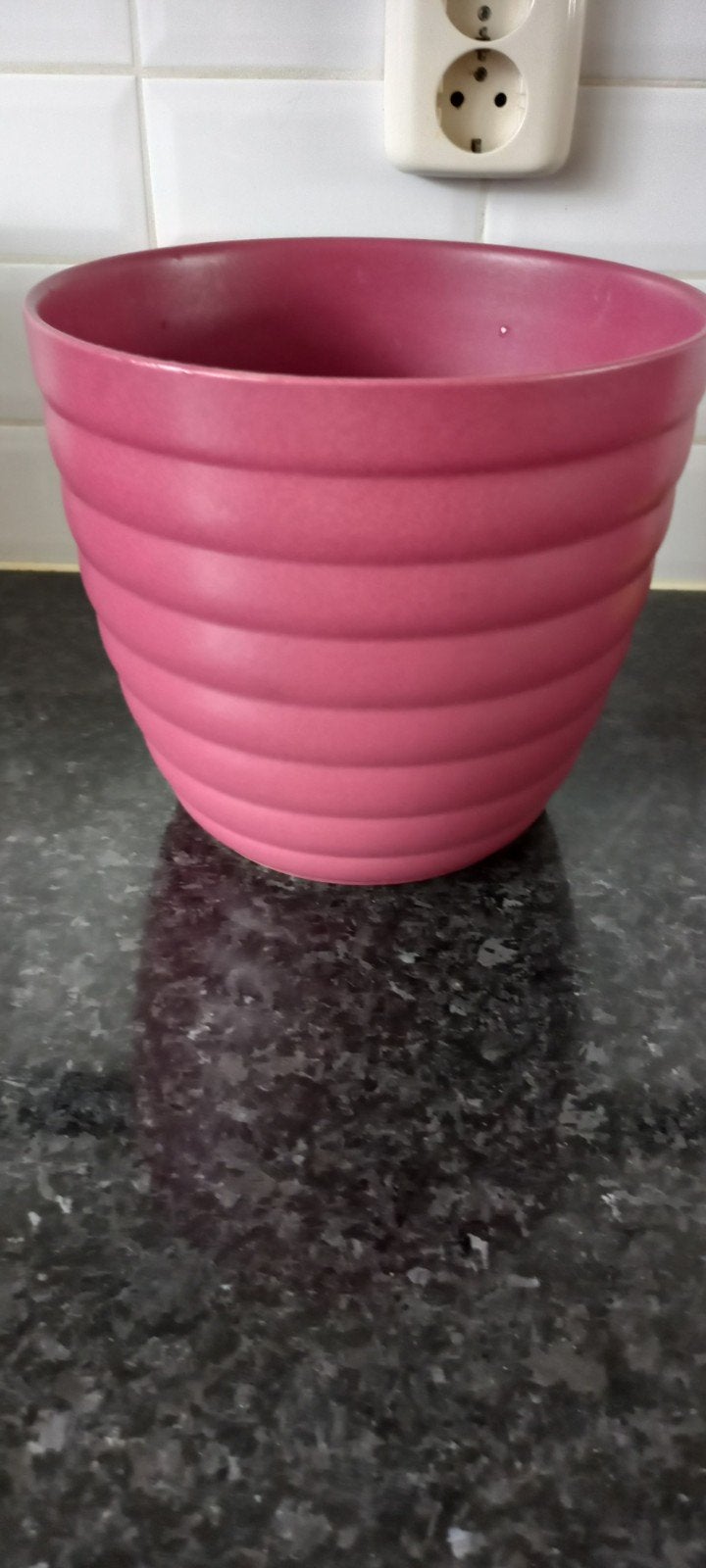 Vintage Scheurich bloempot W. Germany - roze/paars, 25 tot 40 cm, Gebruikt, Rond, Binnen