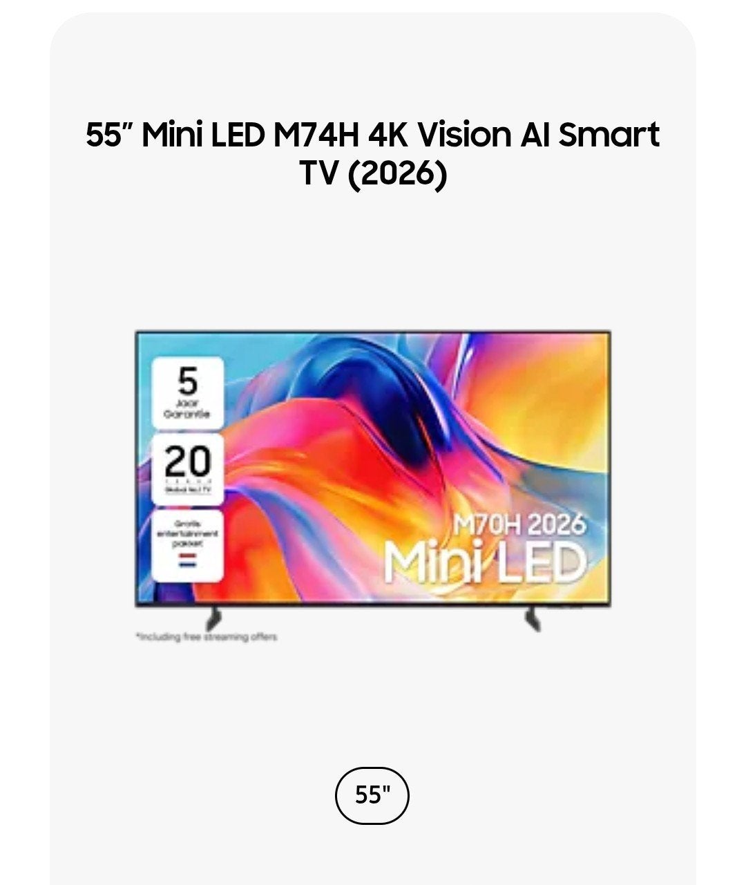 55" Mini LED M74H 4K Vision AI Smart TV (2026)