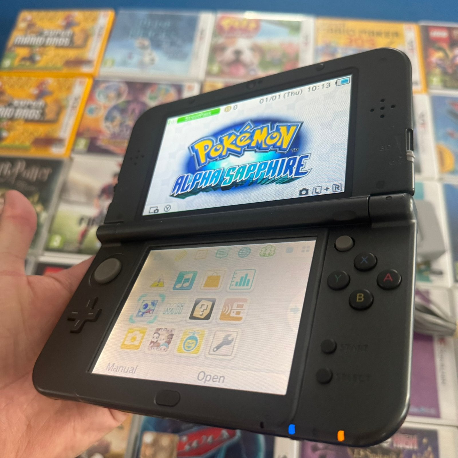 New 3DS XL IPS Scherm z.g.a.n. + oplader en nieuwe stylus, Spelcomputers en Games, Met games, Zwart, 3DS XL, Ophalen of Verzenden