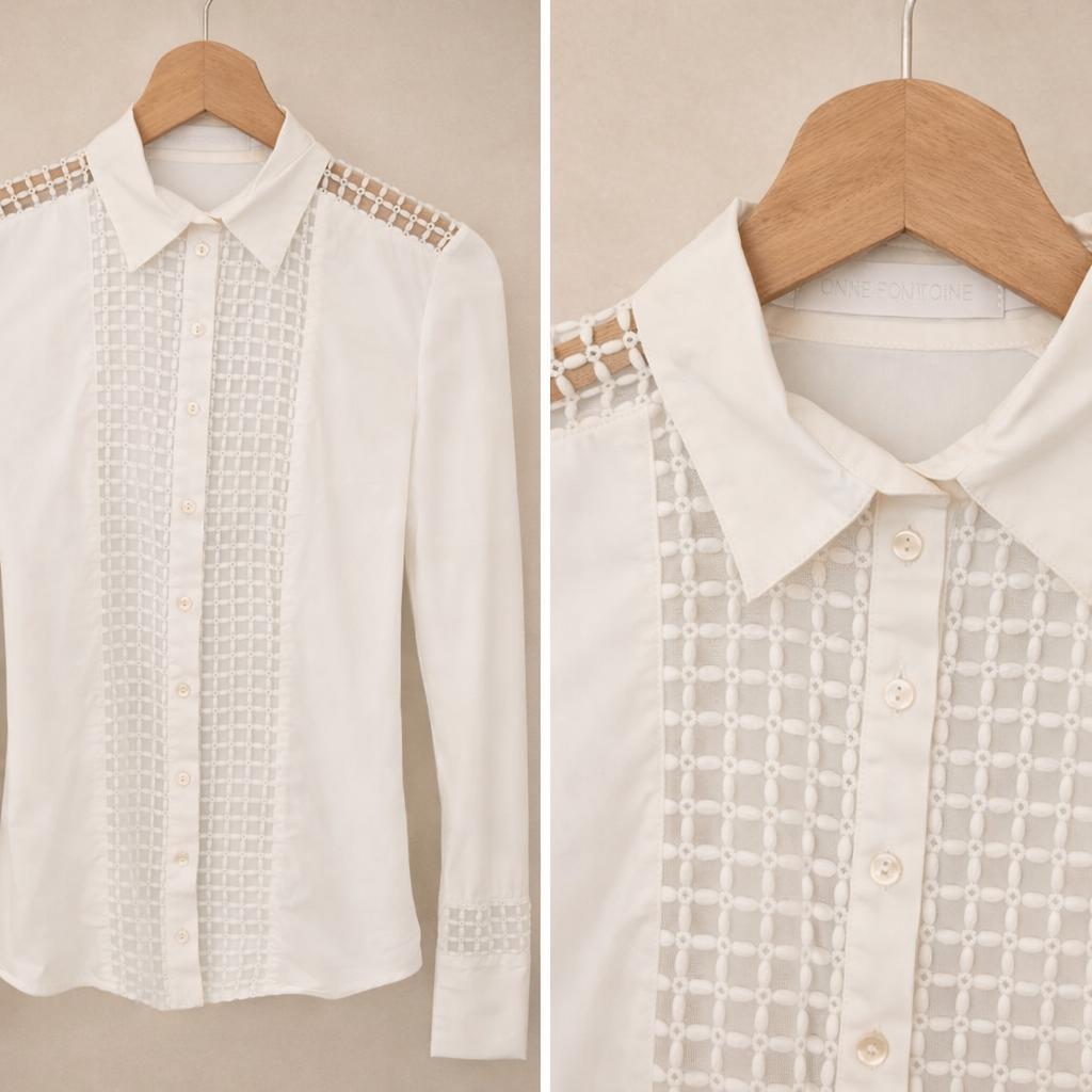 Anne Fontaine witte blouse met details – maat XS, Wit, Zo goed als nieuw, Maat 34 (XS) of kleiner, Anne Fontaine