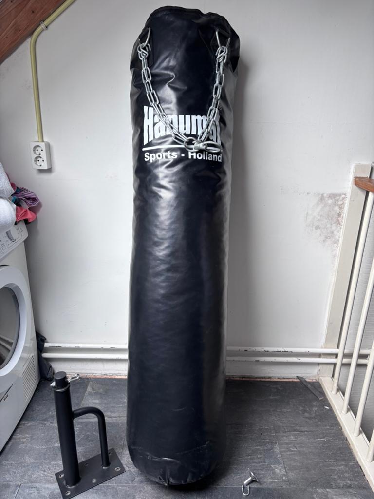 Professionele Hanumat bokszak 150cm-45 kg incl ophangsysteem, Ophalen, Zo goed als nieuw, Bokszak
