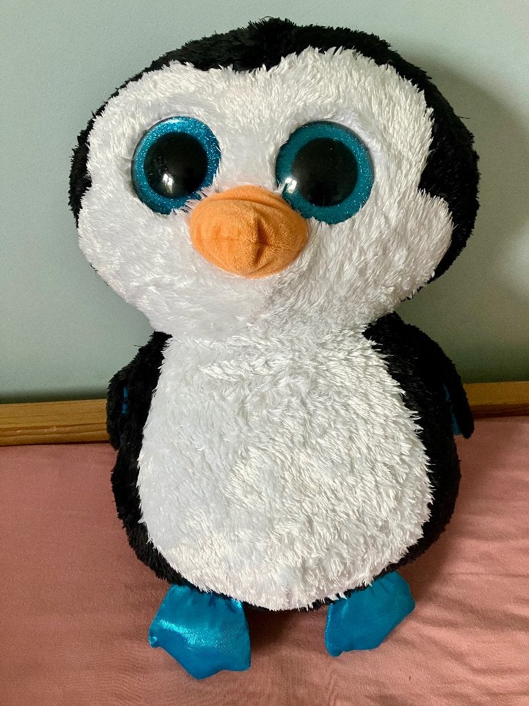 TY Pinguïn Knuffel XL 42 cm – grote knuffel, Pinguïn, Gebruikt, Zwart, Ophalen of Verzenden