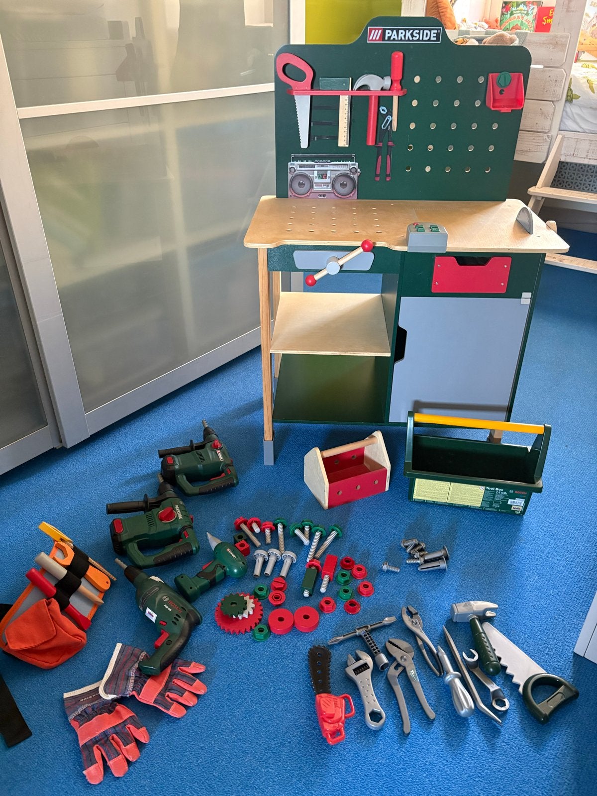 Parkside Houten Speelgoed Werkbank met Extra's, Ophalen, Zo goed als nieuw, Bouwen, Met geluid