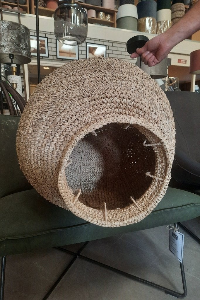Gave ronde jute hanglamp CORYP Light & Living Ø45 palmblad, Ophalen of Verzenden, Zo goed als nieuw, Natuurlijk materiaal, E27 (groot)