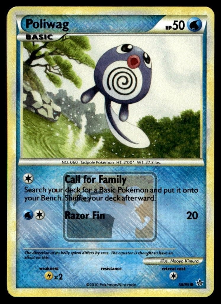 Poliwag Crosshatch Holo Stamped League Promo HGSS Unleashed, Ophalen of Verzenden, Zo goed als nieuw, Losse kaart, Foil