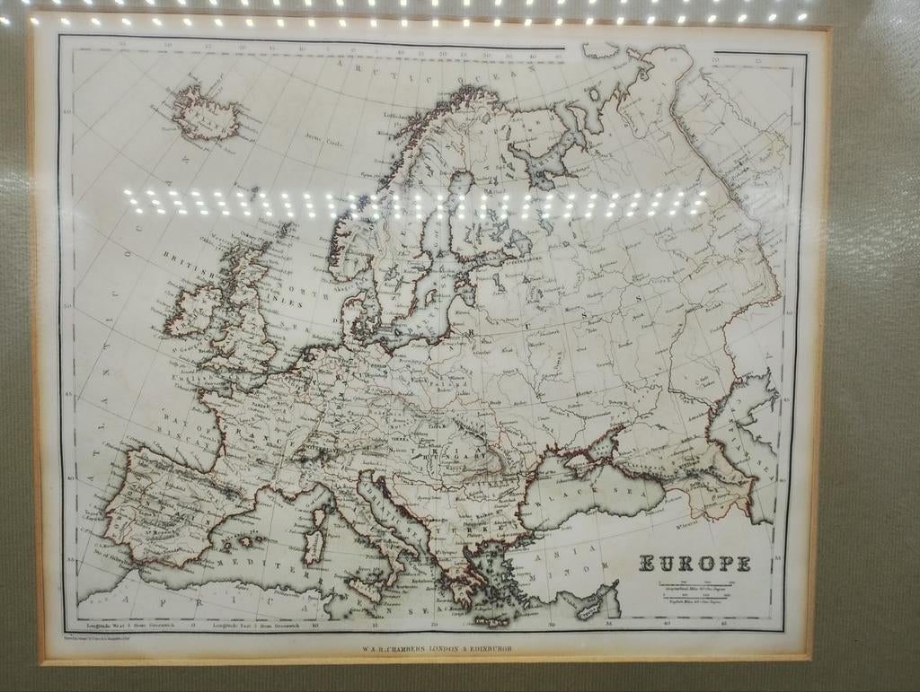 Antieke kaart Europa, Antiek en Kunst, 1800 - 1899, Cartografie, 41 cm, Ophalen of Verzenden