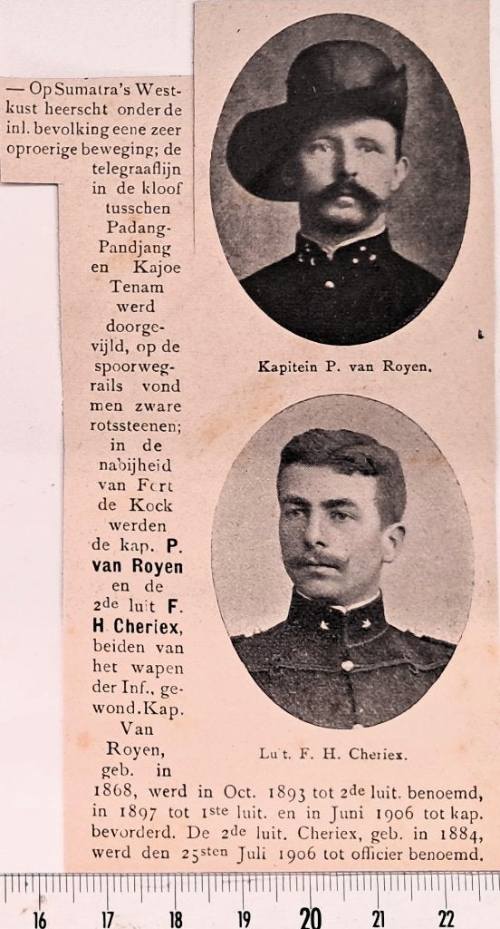 Leger Indië 1908; Kap.v.Royen en Luit.Cheriex gewond geraakt, Verzenden, Voor 1940, Gebruikt, Overige onderwerpen