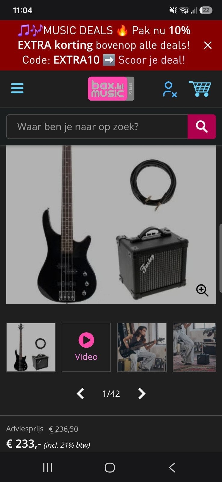 fazley fmb118BK basgitaar met versterker, Ophalen, Nieuw, Elektrisch