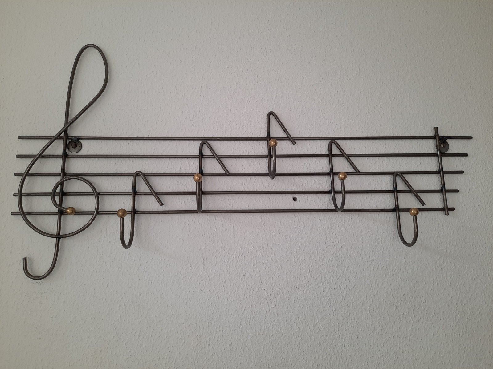 Muzikale wandkapstok met vioolsleutel en noten, Wandkapstok, Gebruikt, Ophalen of Verzenden, Minder dan 100 cm